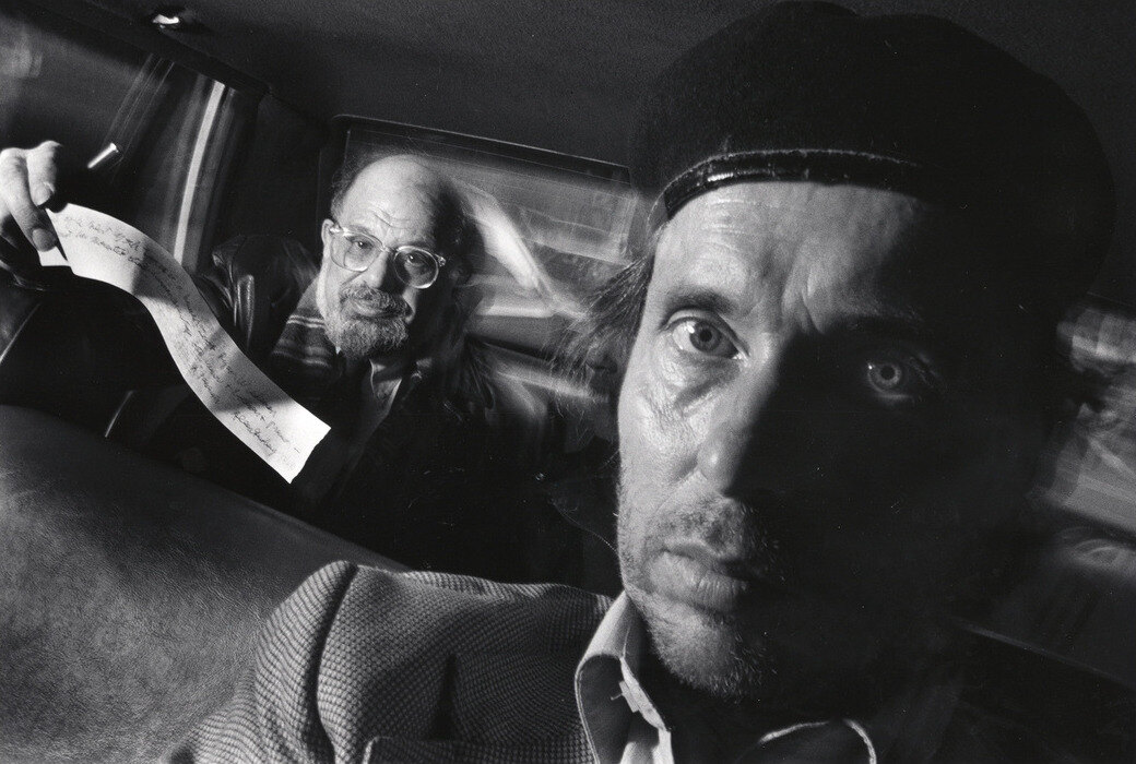 Allen Ginsberg in the back of Ryan Weideman’s cab